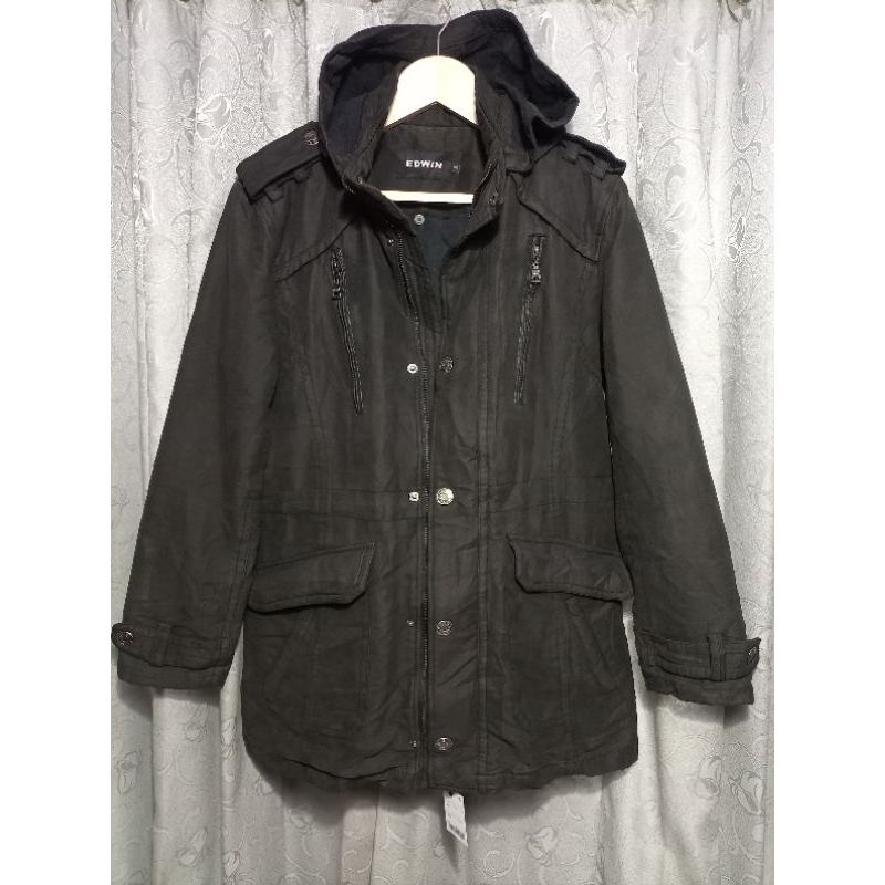 Jaket Edwin Parka Suede Berhodie Original_Jaket Edwin + Inner Rompi_Size 100/L