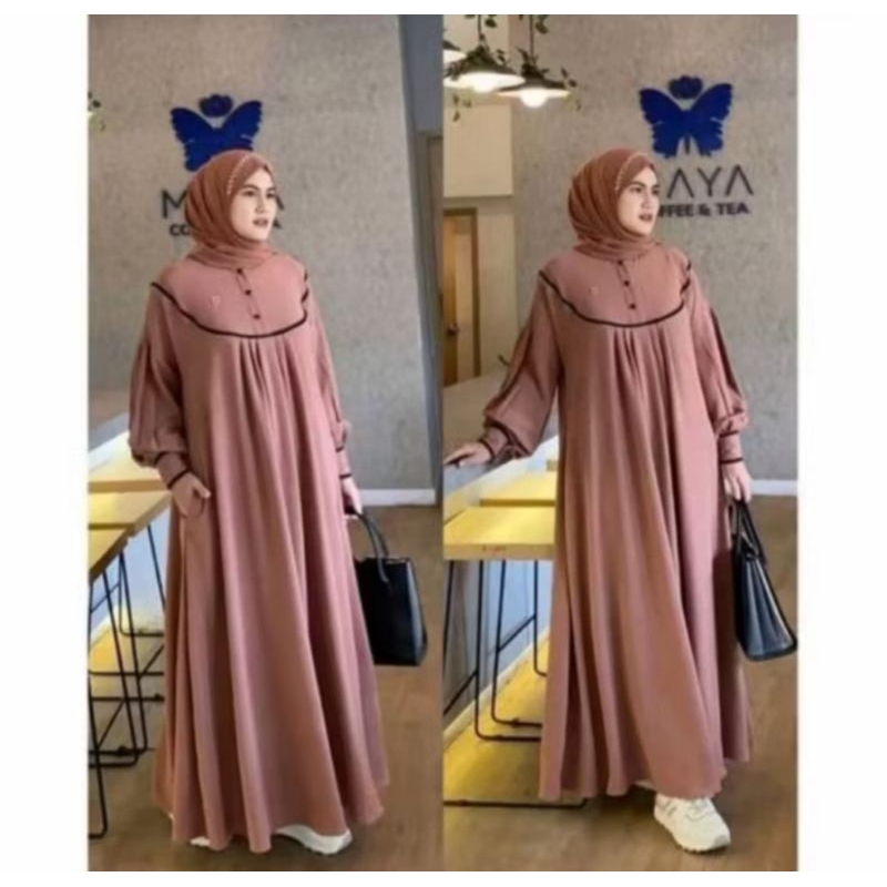 GAMIS SHAFIYA LIST DREES GAUN WANITA MUSLIMAH TERBARU LENGAN PANJANG UNTUK LEBARAN MEWAH//GAMIS WANI