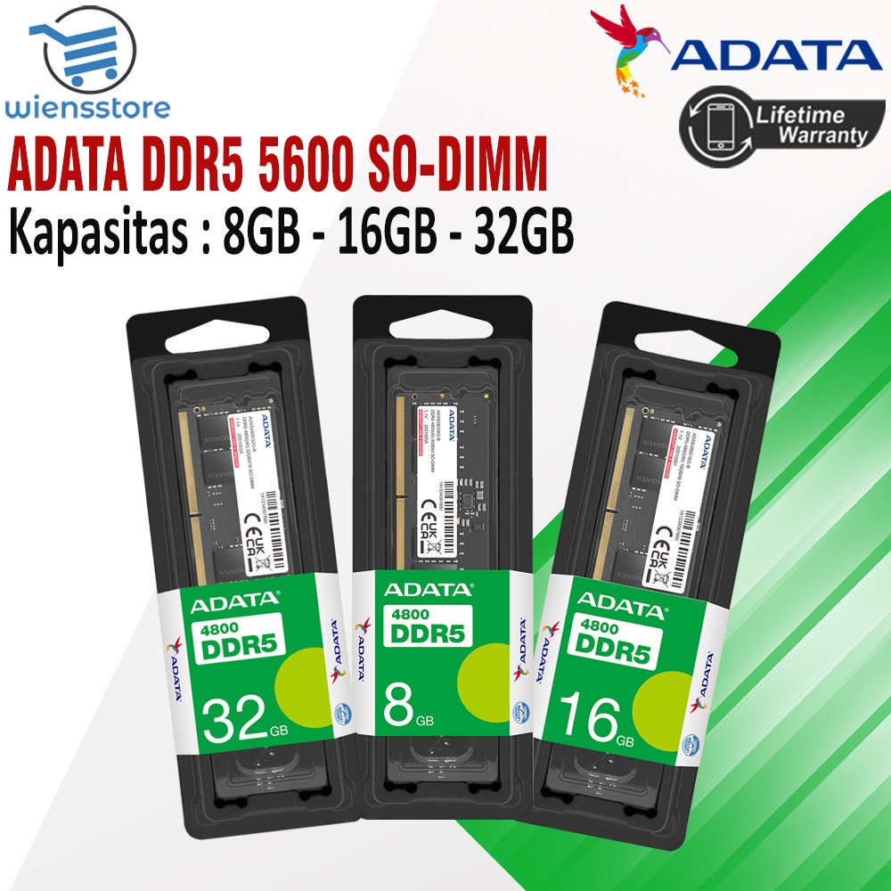 ADATA 8GB | 16GB | 32GB DDR5 5600 SODIMM - ADATA DDR5 5600 SO-DIMM Ram Laptop