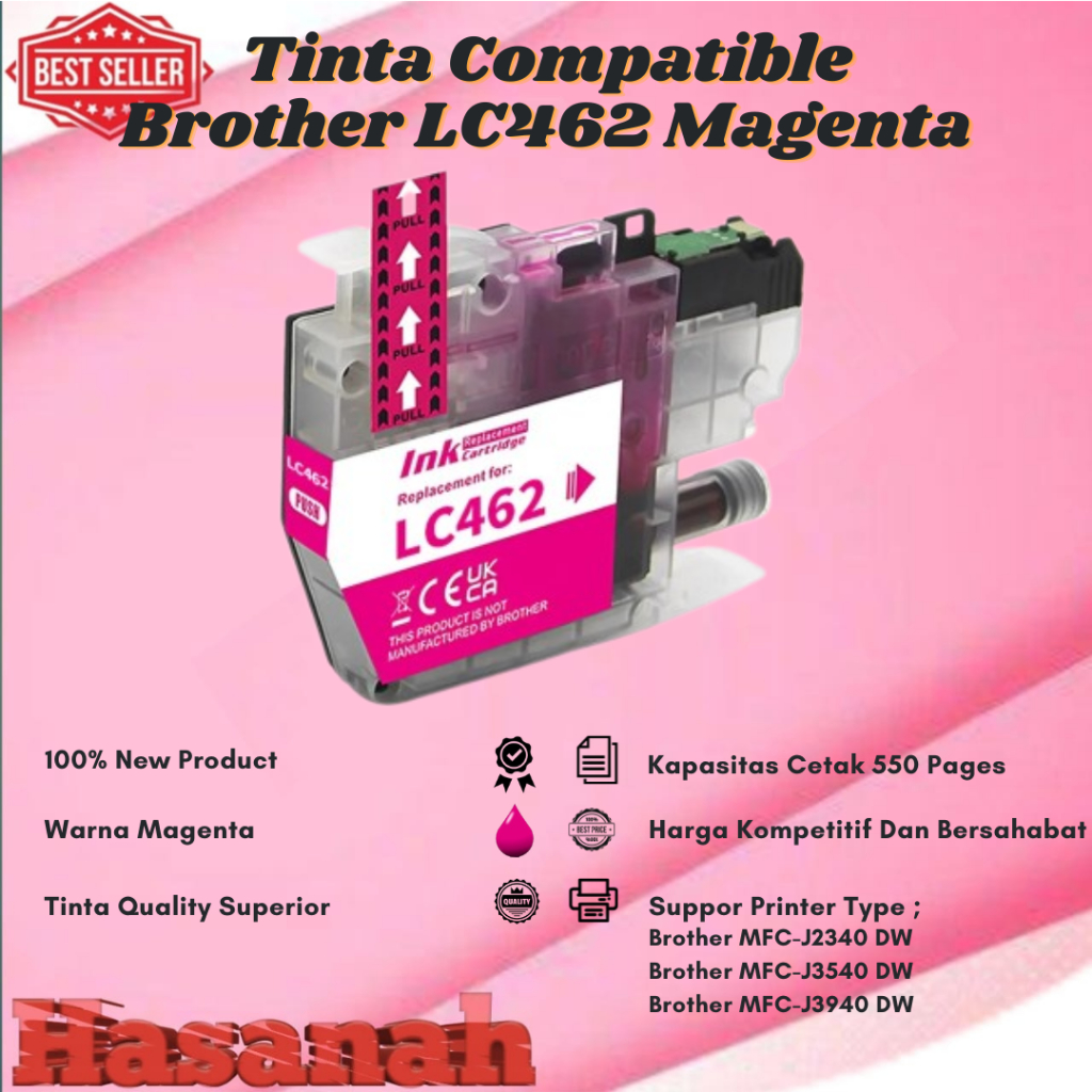 Tinta Catridge Compatible Brother LC462 Magenta For Brother MFC-J2340 DW Brother, MFC-J3540 DW, Brot