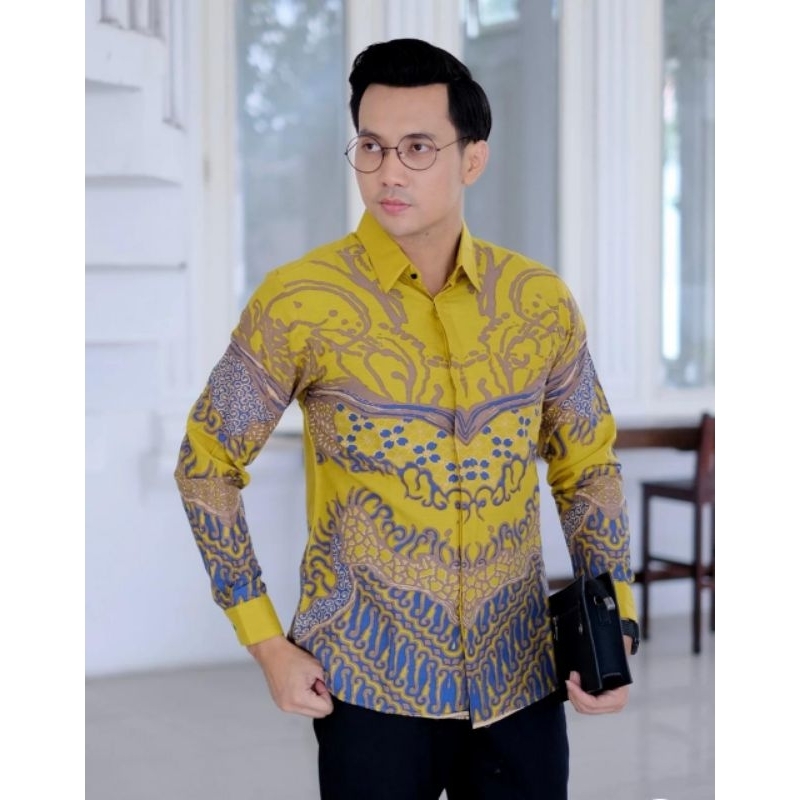 KEMEJA BATIK PRIA LENGAN PANJANG PREMIUM. MOTIF SAROJA