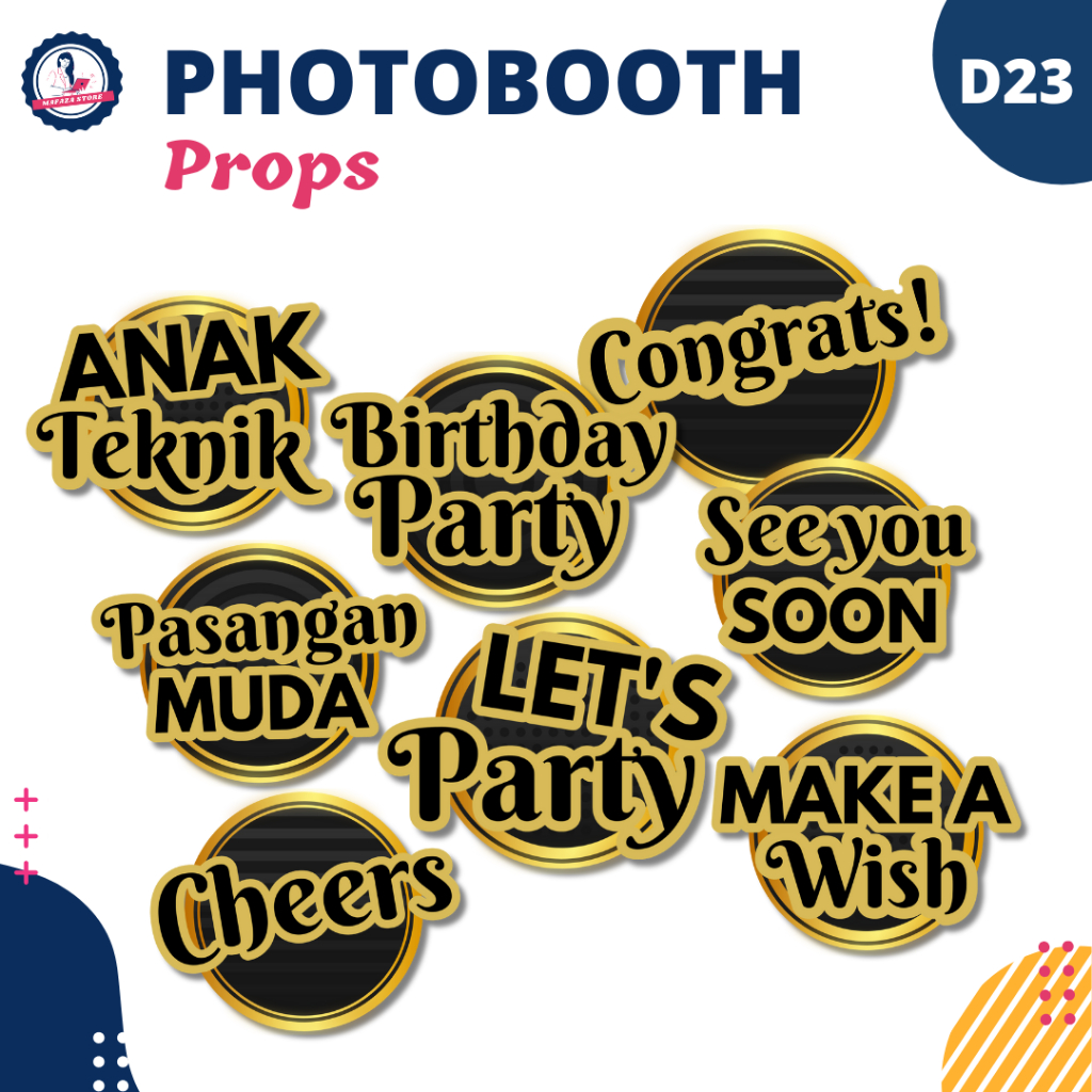 (ISI 8) Photobooth Props / Photo dekorasi wisuda / Photo props properti gold wedding party / birthda