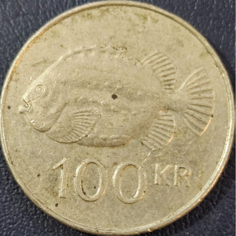 Koin Negara islandia Island nominal 100 KR 2008 Hewan Ikan Kondisi Semi utuh Dijamin Original 100%