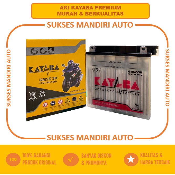 Aki Motor Kayaba Satria Lumba dan Tornado GM5Z-3B Dry Charge