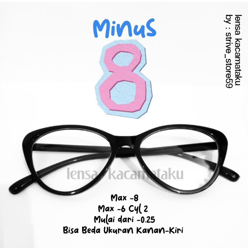 Kacamata Minus 8 7 6 5 4 3 2 1 Bisa Ganti Lensa Sesuai Resep Min Silinder Kaca Mata Mines Jauh Cylin