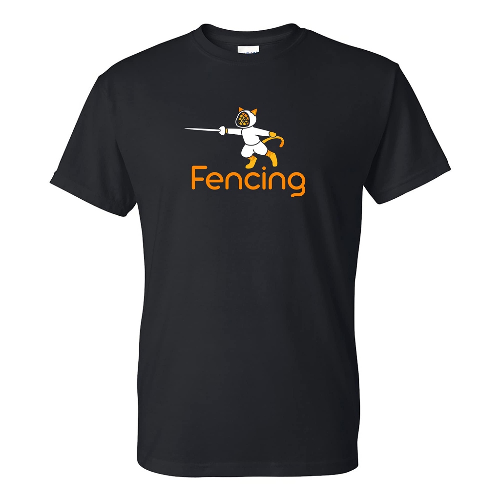 Kaos Oblong Santai dengan Gambar Serangan Fencing