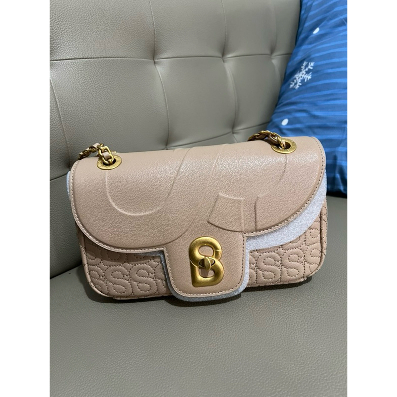 Buttonscarves - Aluna Flap Bag Medium Tan Preloved