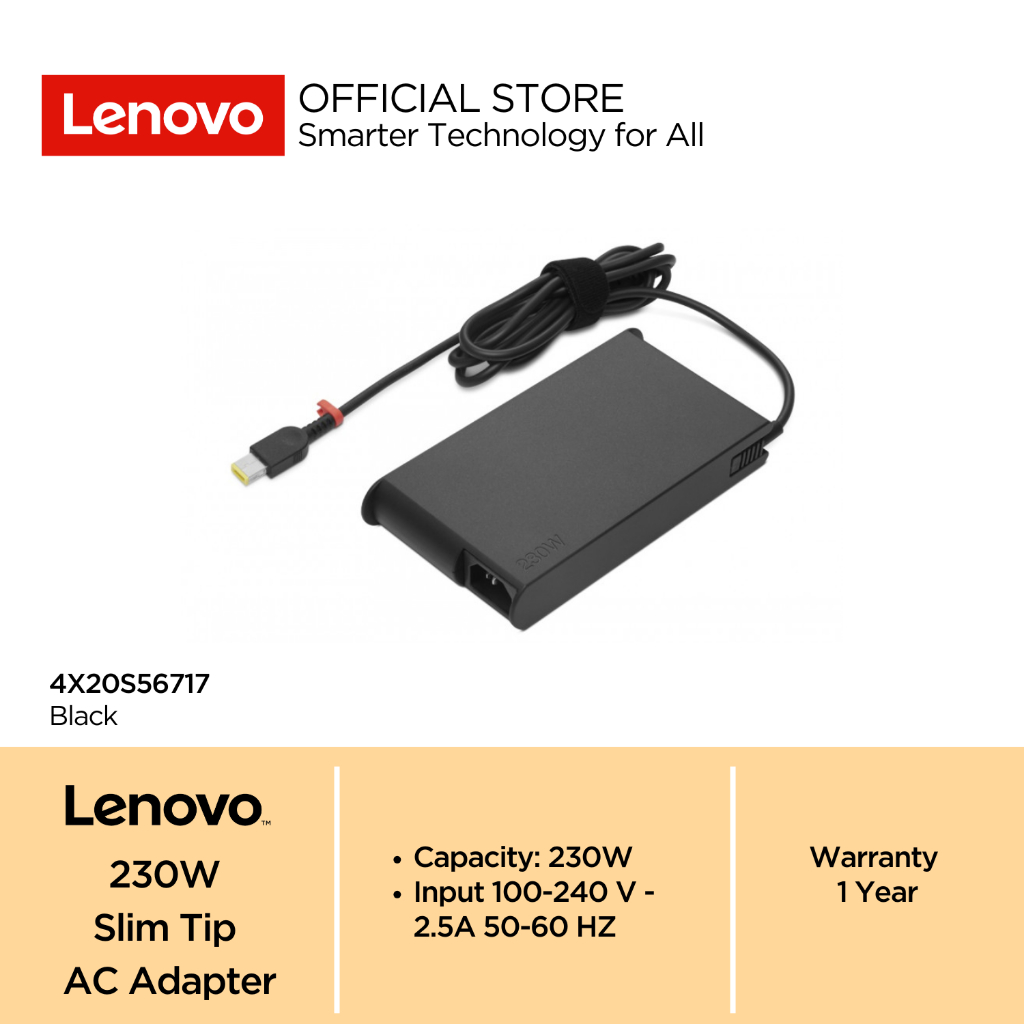ThinkPad Mobile Workstation Slim-Tip Charger 230W 20V 3.5A 100-240V AC Adapter Original 4X20S56717 B