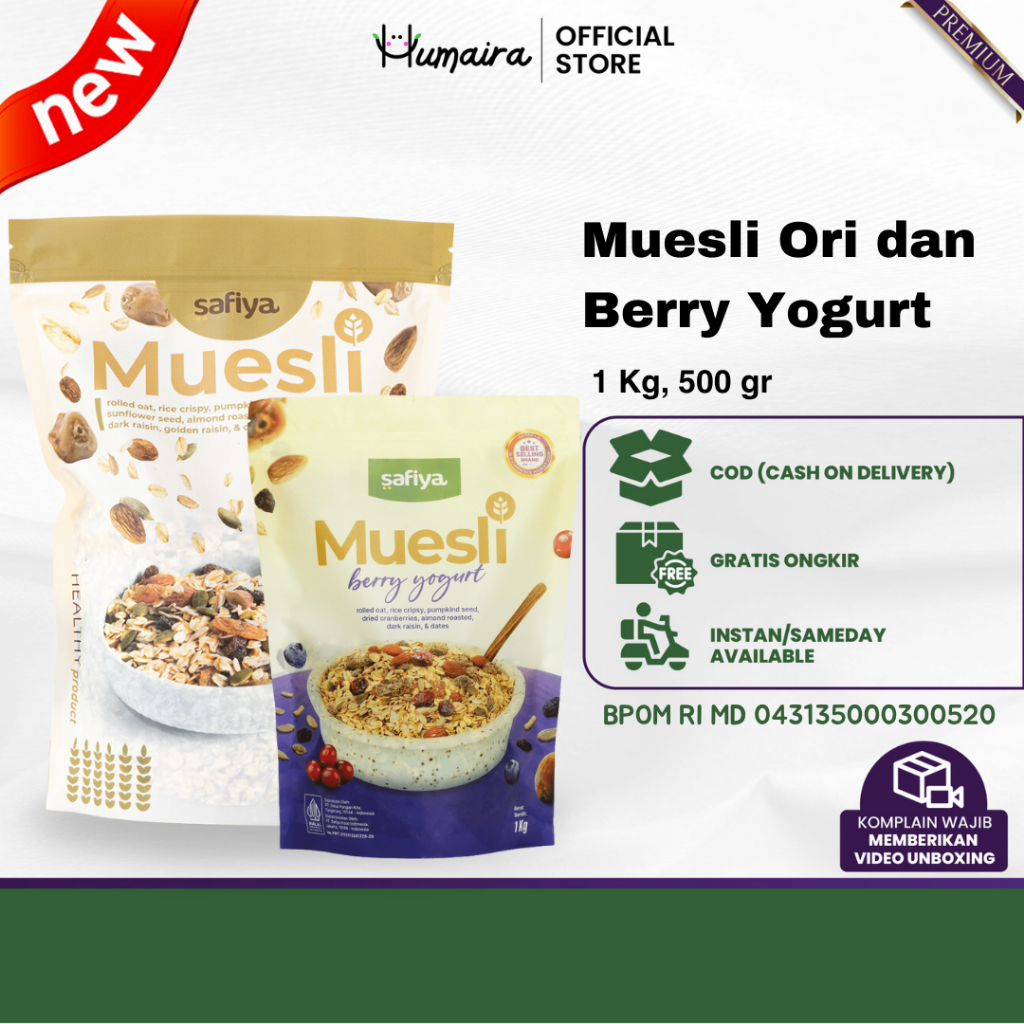 

Muesli Original 1 Kg Safiya Sereal Oatmeal Sarapan Pagi Oat Utuh