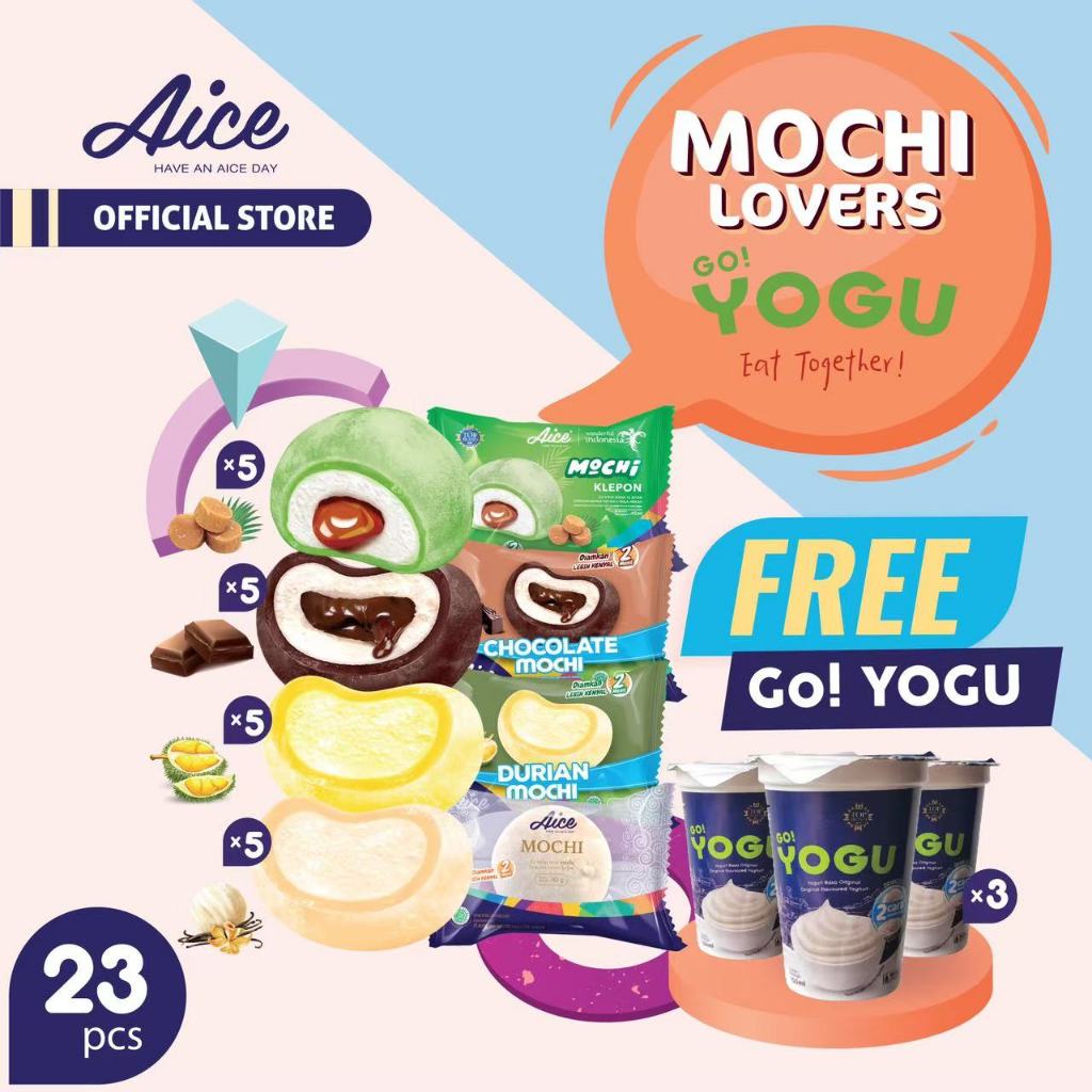 

Aice Ice Cream Paket Mochi Lovers Mix Go Yogu cup 3 pcs es krim