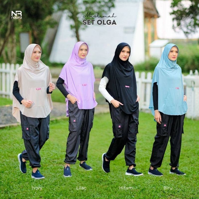 Noura - Set Olga Noura - baju olahraga muslimah trendy - setelan olahraga couple anak dan dewasa