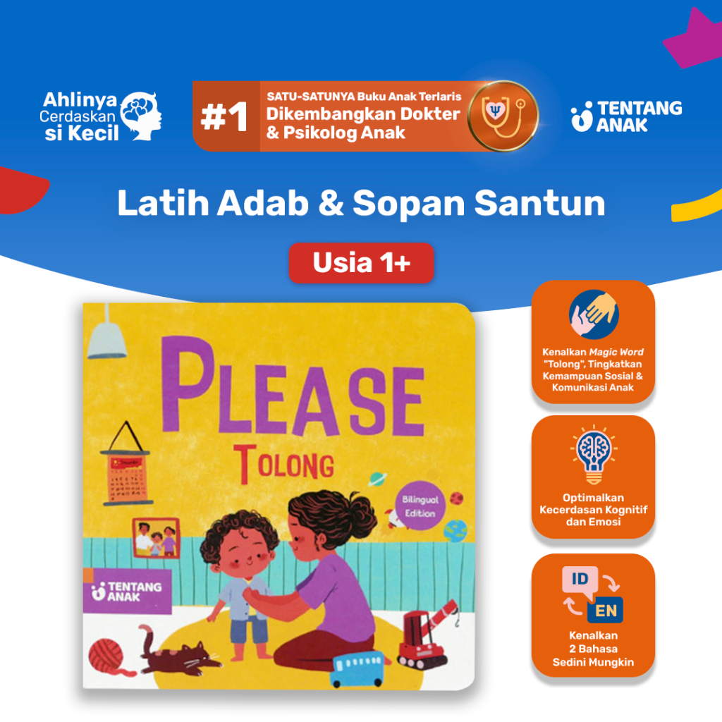 Tentang Anak - Bilingual Board Book Please | Tolong | Buku Cerita Anak Bahasa Inggris Indonesia