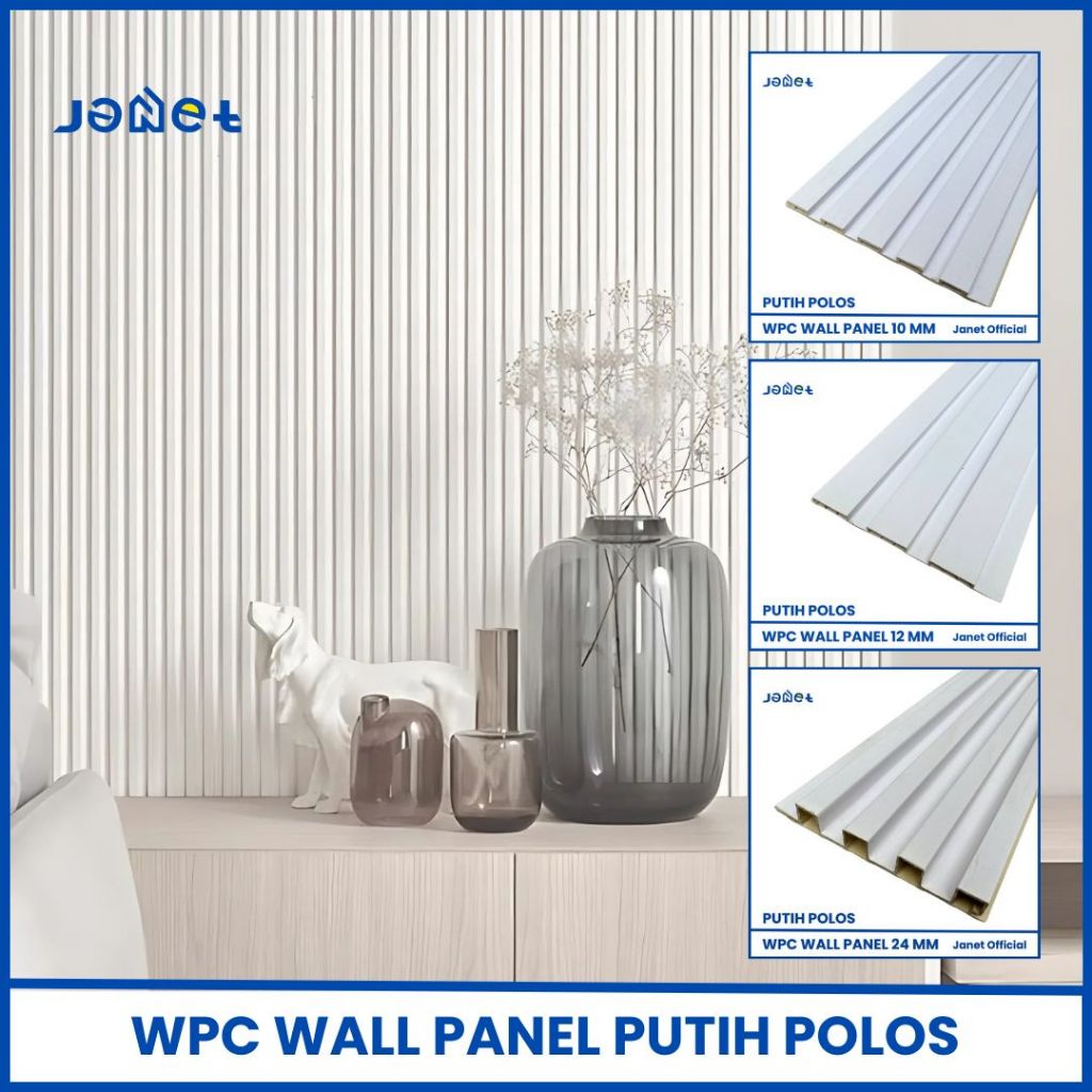 Wpc Wall Panel Putih Polos 3 Meter 300cm | Wallpanel Pvc Dinding | Wood Panel Dinding Janet Official