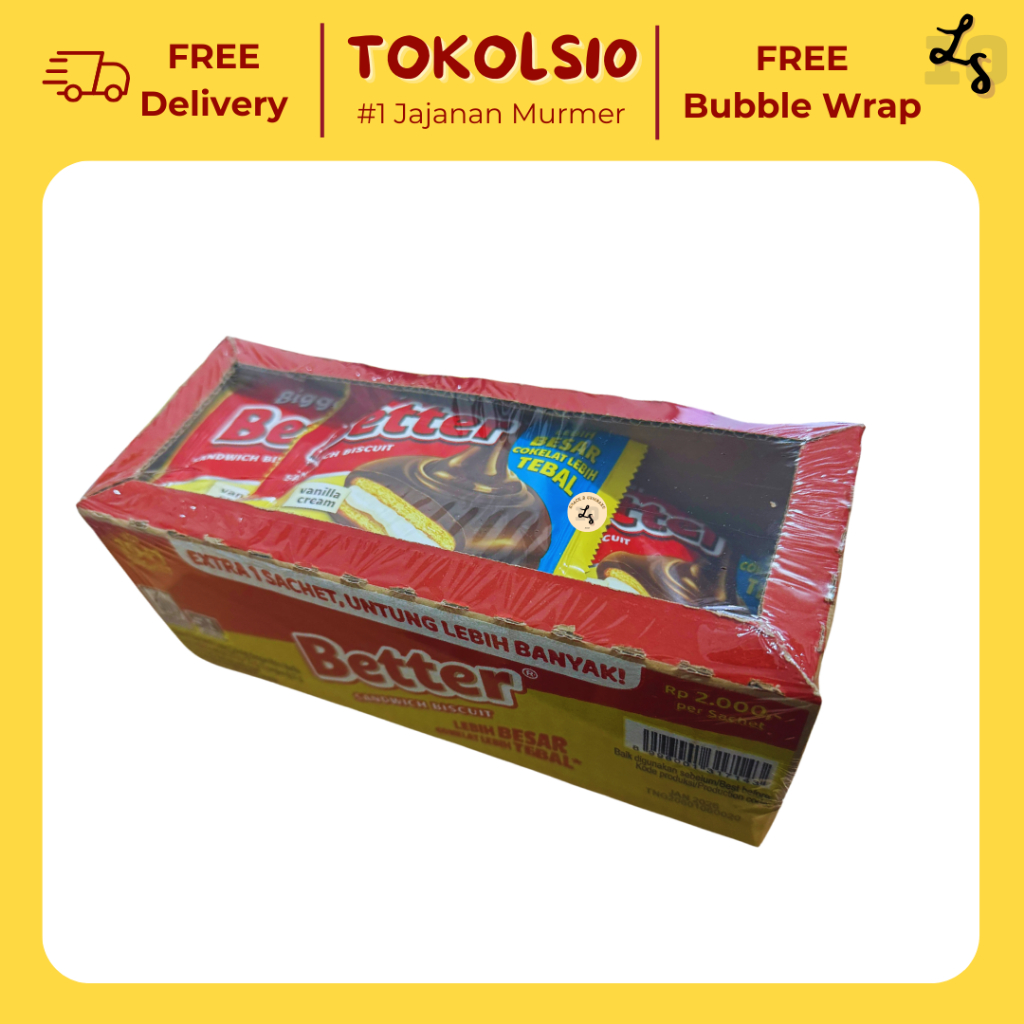 

Roma Better 2000 Bigger Sandwich Biscuit 1 Pack Isi 10 pcs + EXTRA 1 pcs 27gr