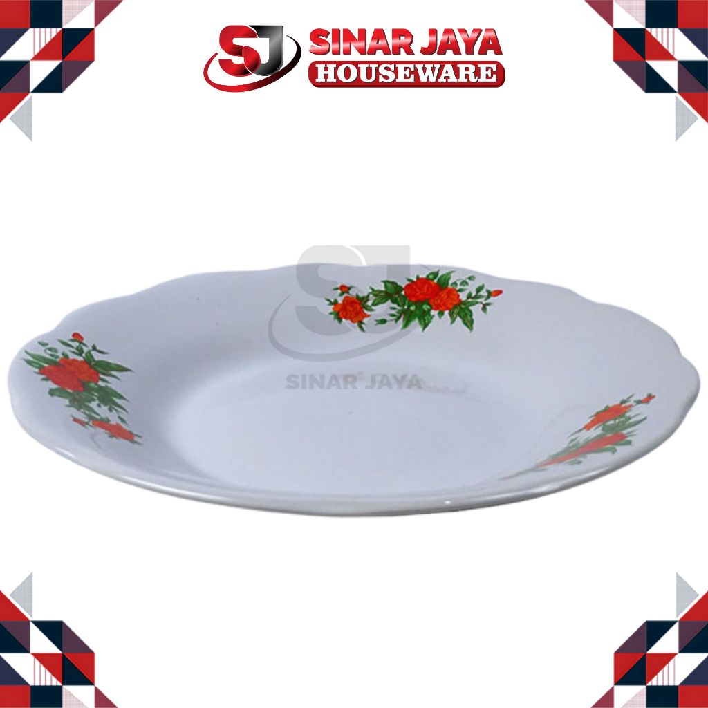 PIRING 8 ROSE / Piring Porselin Rose 1 Lusin/Piring Makan Bunga/Piring Keramik Tebal