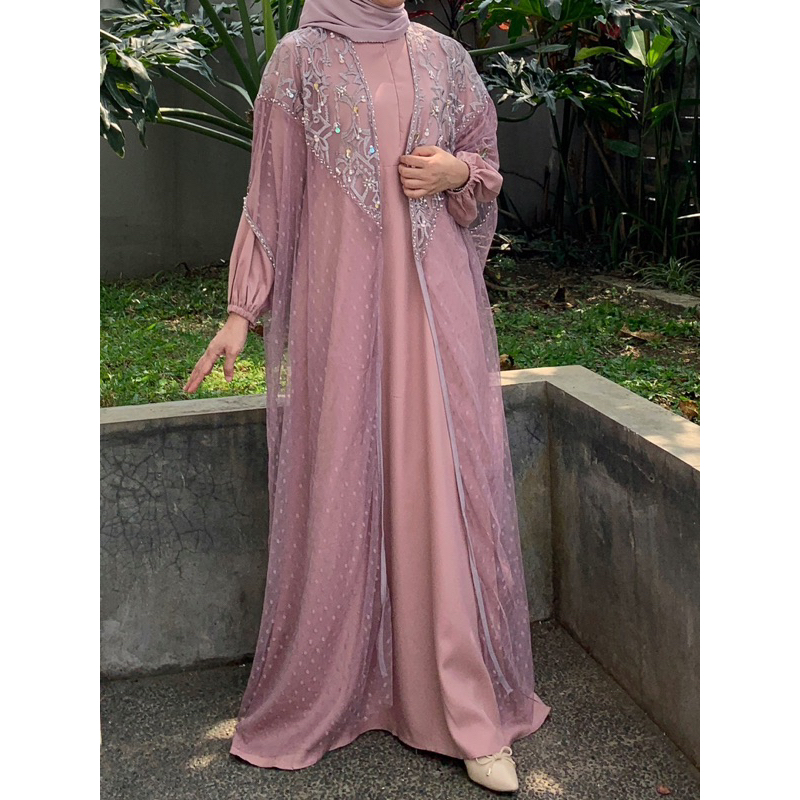 Moezz Camila Set Dress Dan Outer Tile Payet Kondangan