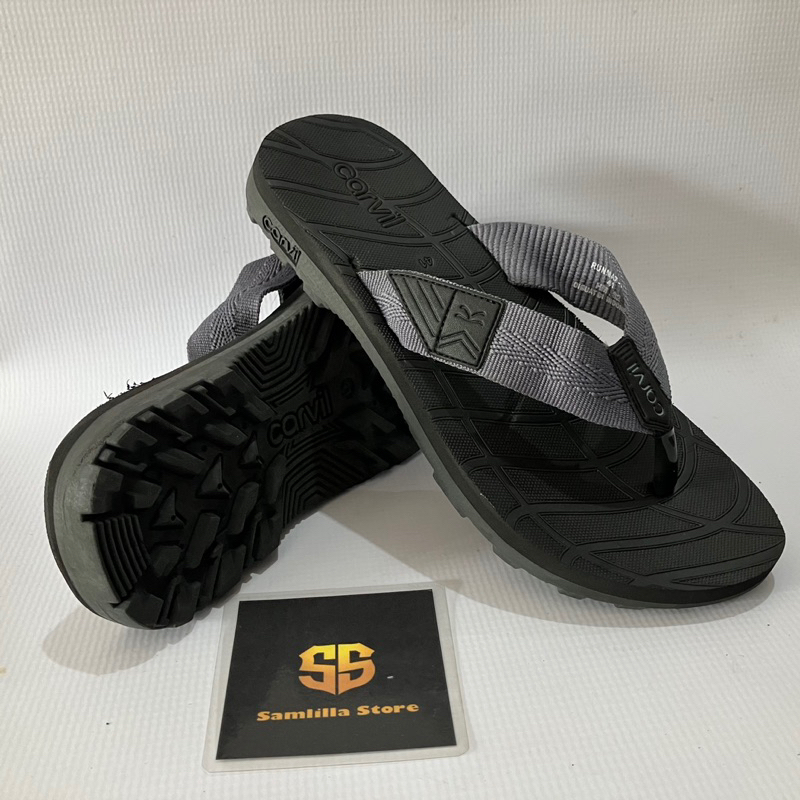Carvil Runmax Sandal Jepit Pria Dewasa Polos Warna Hitam Abu Terbaru