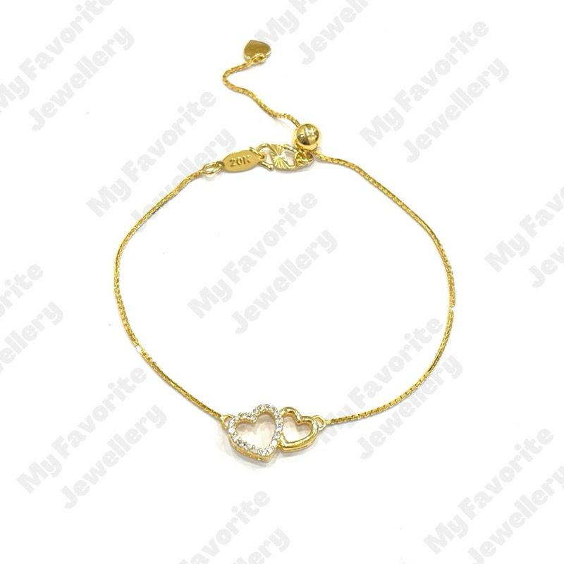 Gelang Italy Serut Love Ad Permata Cantik EMAS ASLI Kadar 875 20K