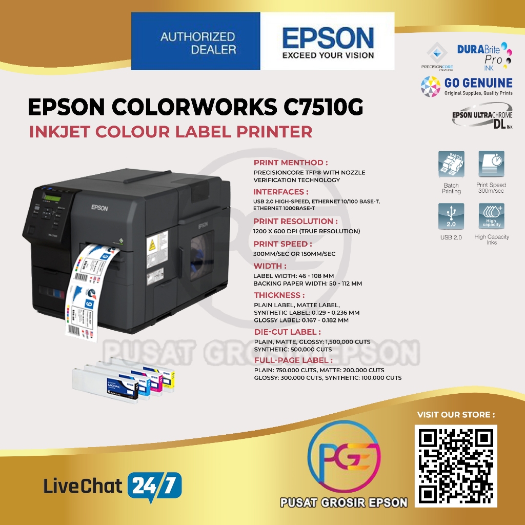 

Epson Label Printer ColorWorks C7510G C-7510G C 7510G Inkjet Colour