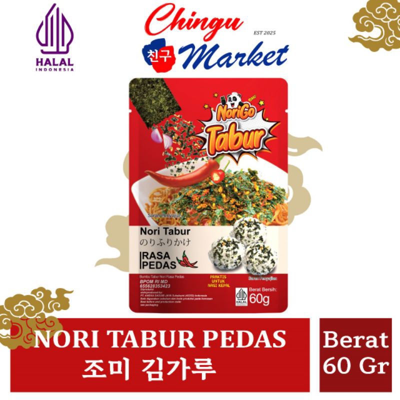 

NORI TABUR RASA PEDAS/NoriGo SPICY/ Rumput laut panggang PEDAS 60gr