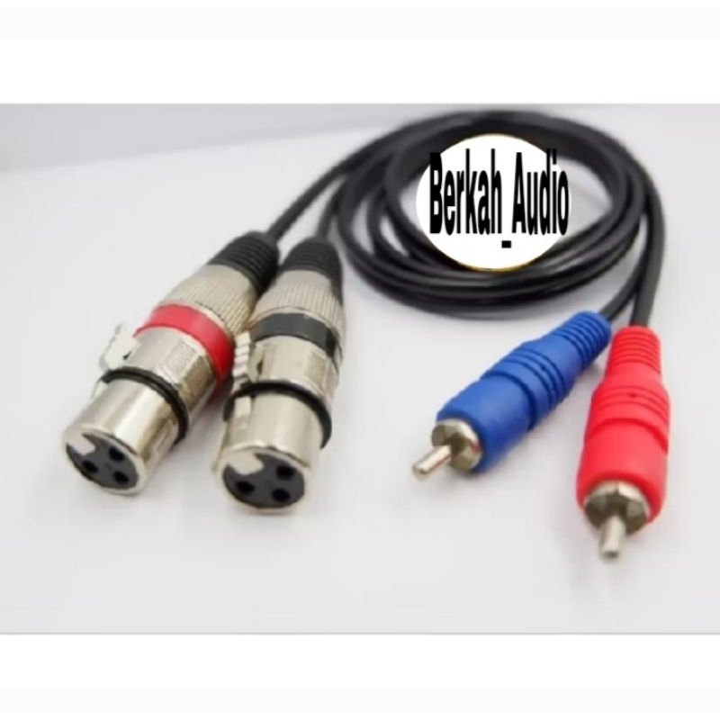 Kabel Jack Mixer/power/ampli jack 2 canon/xlr female to 2 rca berkualitas.
