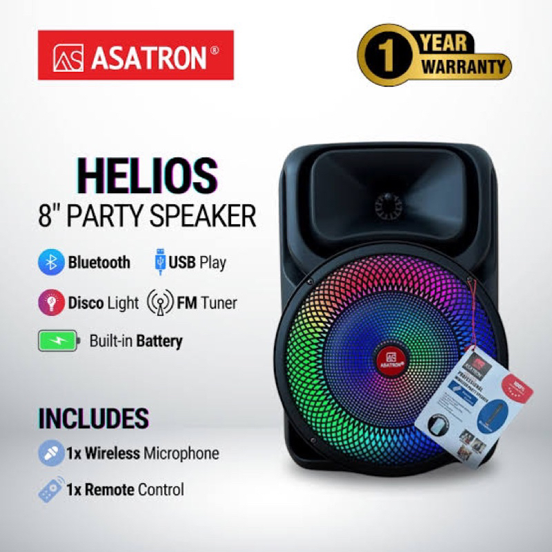 Speaker Asatron Bluetooth Karaoke Asatron HELIOS 8 inch free mic wireless Speaker HELIOS 8 inch Spea