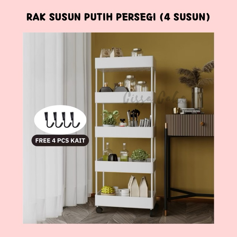 Rak Serbaguna Buku Portable / Rak susun / Rak Bumbu Dapur / Rak Tempat Penyimpanan / Troli / Trolley