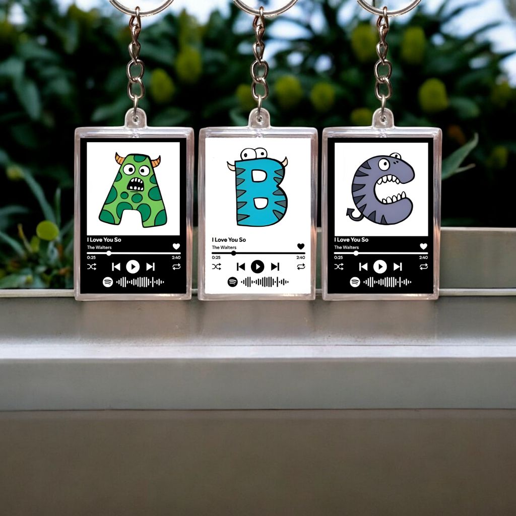 (Model 2) Gantungan Kunci Huruf Keychain Alfabet Ganci Huruf Karakter Monster Ganci Huruf Model 2