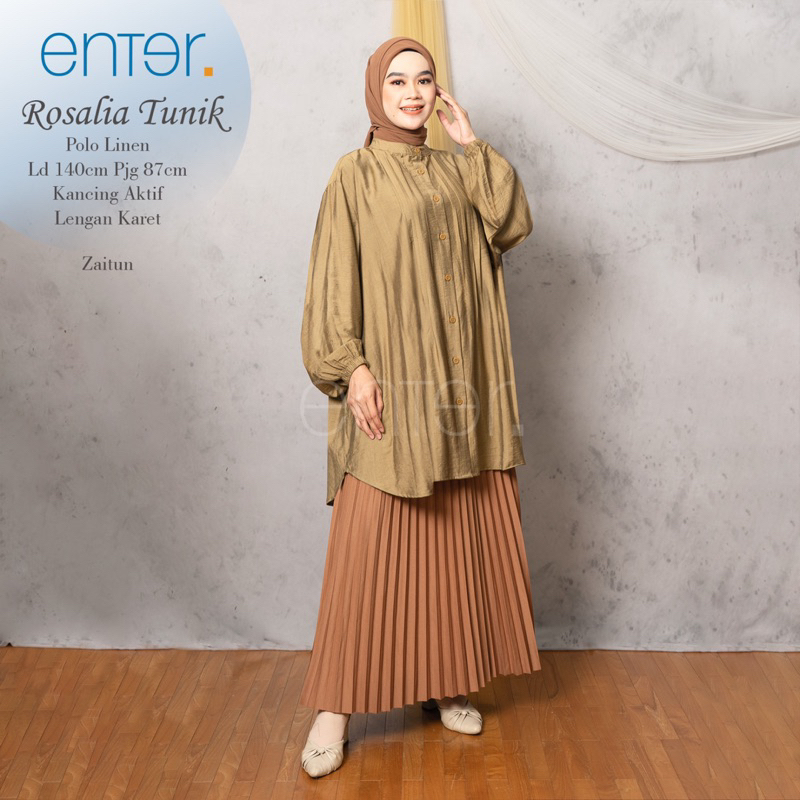 Tunik Wanita by Enter Rosalia Tunik matt polo linen ld 140