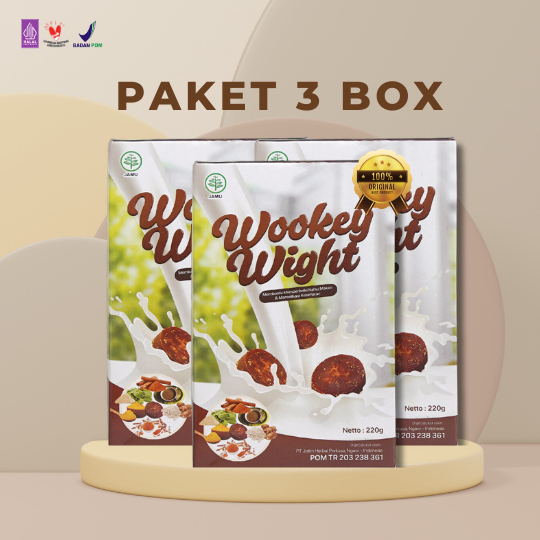 

Wookey Wight (3BOX) Susu Penggemuk Badan dan menambah berat badan 220gr Jamu