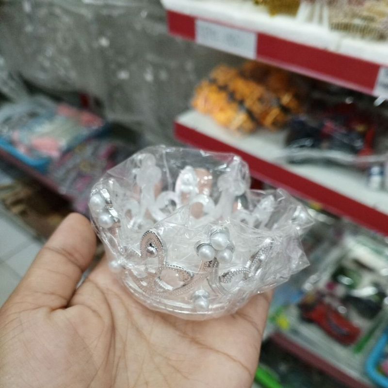 TOPPER MAHKOTA SILVER UTK HIASAN KUE TAR/KUE ULTAH 5cm