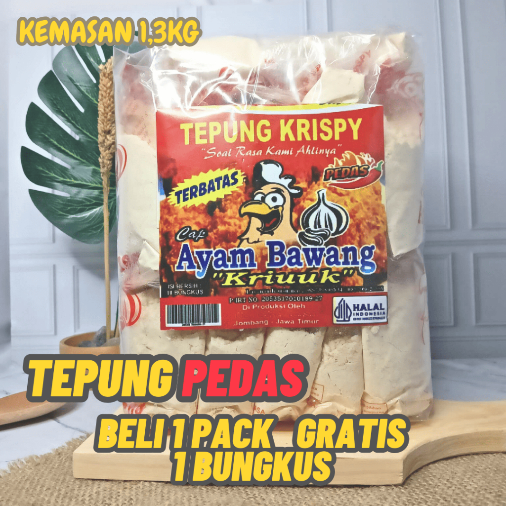 

Tepung pedas fried chicken kemasan 1,35kg rasa ayam bawang/hot/spicy