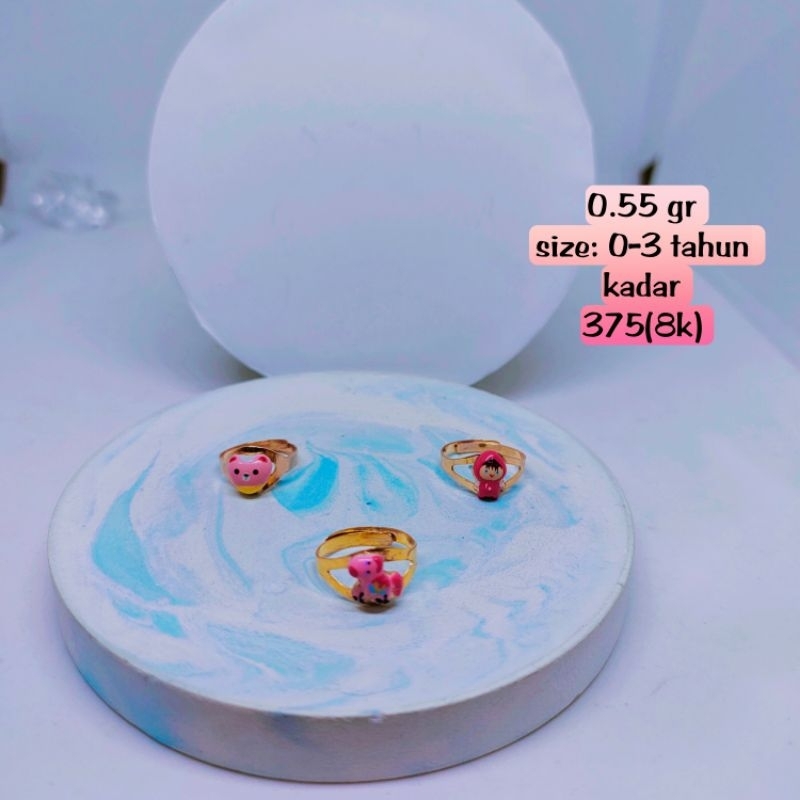 cincin emas anak  model karakter boneka bisa di setel (besar kecilnya)mas kadar 375(8k)