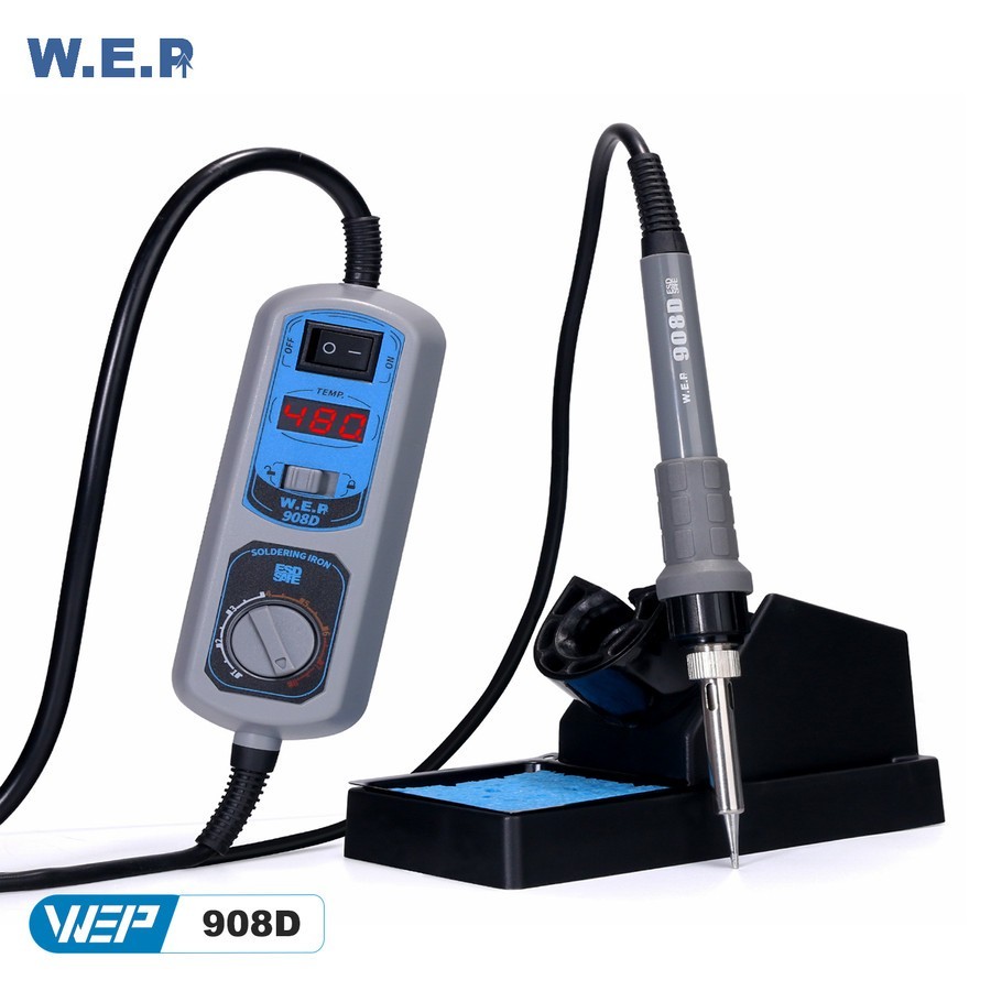 WEP 908D LED Digital Display Stasiun Solder Besi Solder + Dudukan Busa