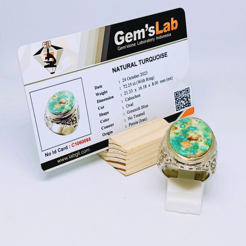 Cincin Natural Pirus Persia (Turquoise) + Memo
