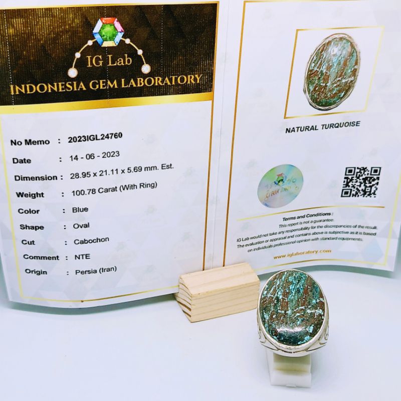 Cincin Natural Pirus Persia (Turquoise) + Memo