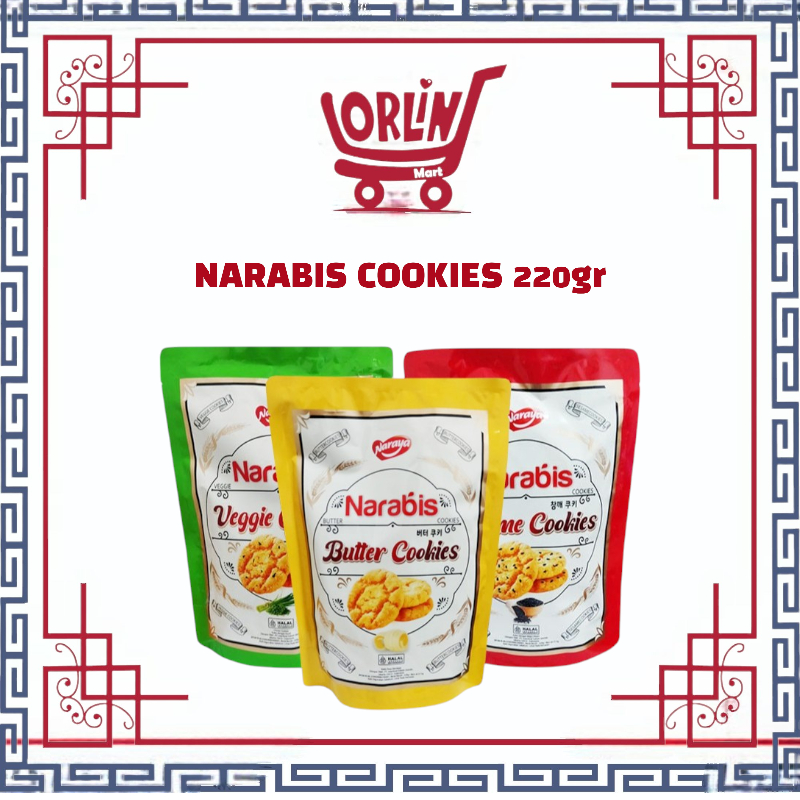 

NARABIS BUTTER COOKIES 220gr / NARABIS COOKIES / NARAYA COOKIES / SESAME COOKIES / VEGGIE COOKIES