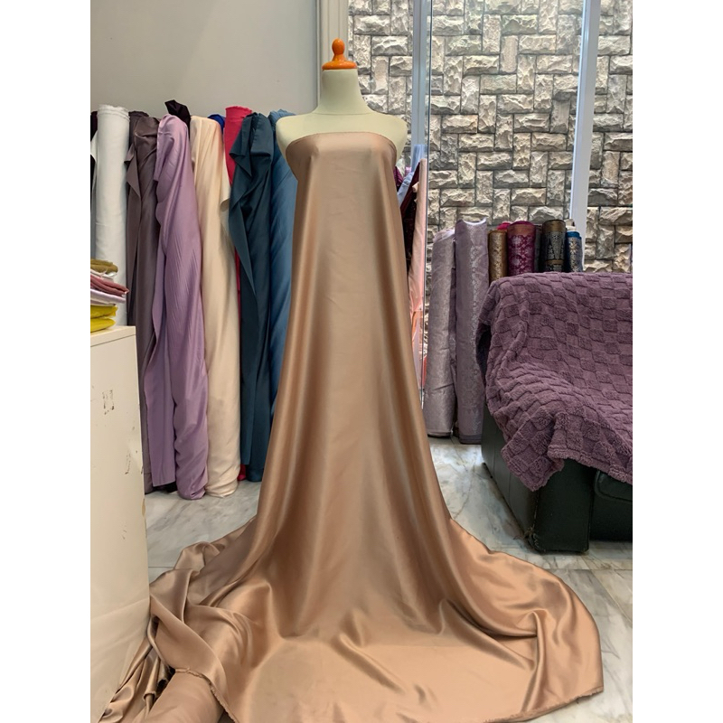 Bahan Kain satin Velvet silk premium Warna Coklat Milo Mocha Mouse