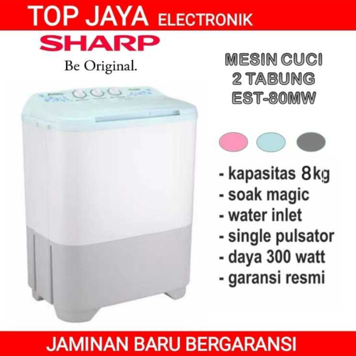 MESIN CUCI SHARP 8KG 2 TABUNG/MESIN CUCI 8 KG SHARP 2 TABUNG BARU BERGARANSI RESMI