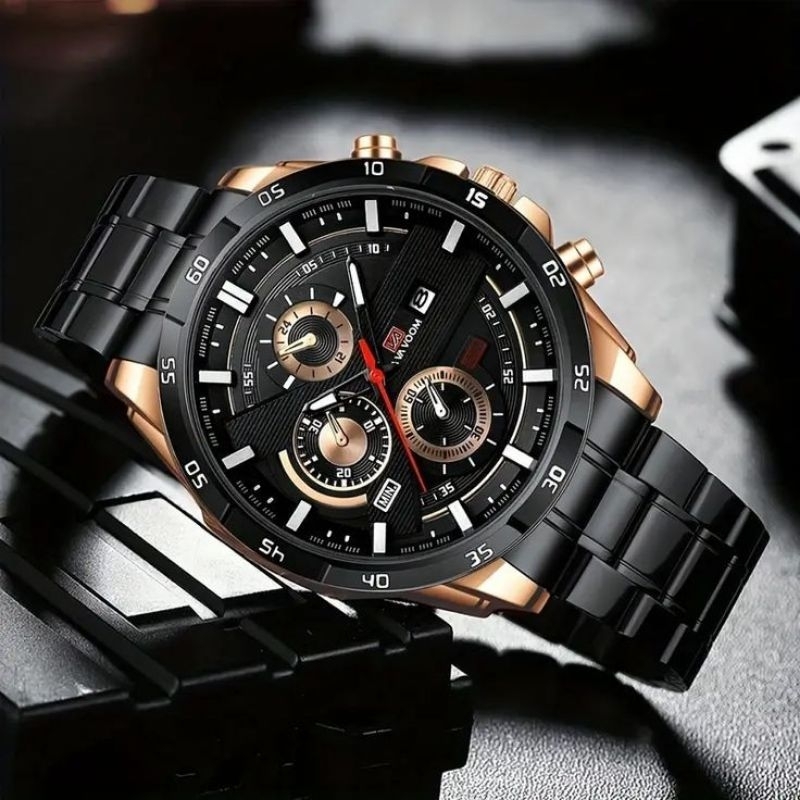 VAVA VOOM Jam tangan Pria Anti Air Stainless Steel Kalender  Original Arloji Cowok Fashion
