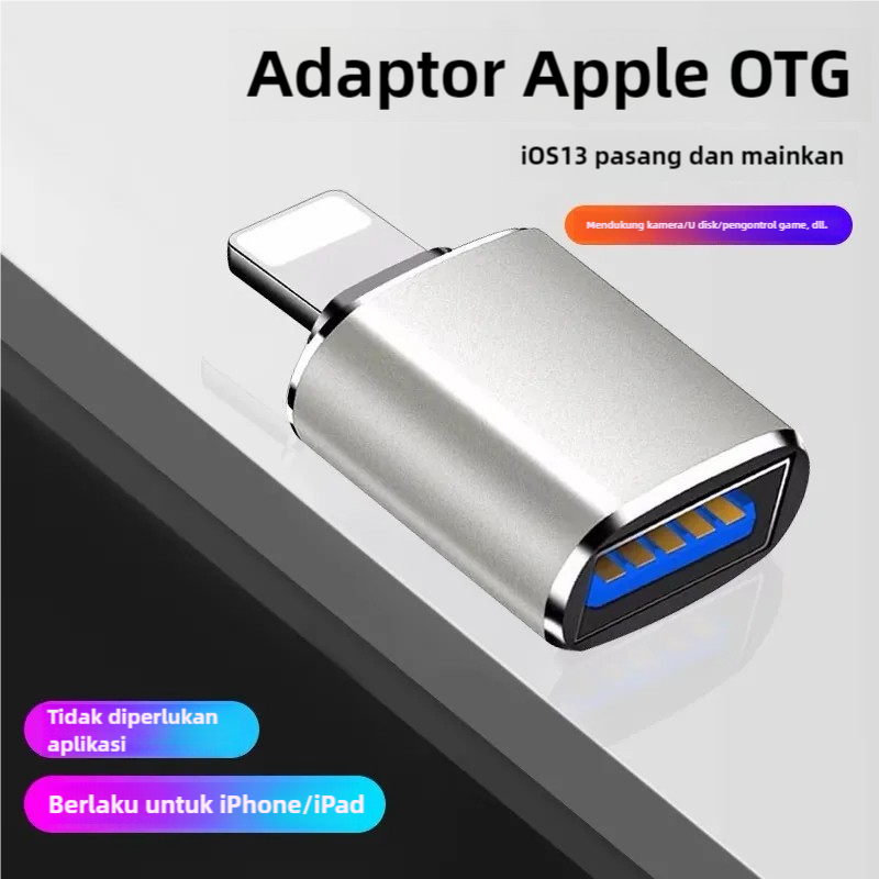 iPhone/iPad Konektor OTG Lightning ke USB 3.0, pembaca kartu dan flashdisk, plug and play tanpa driv