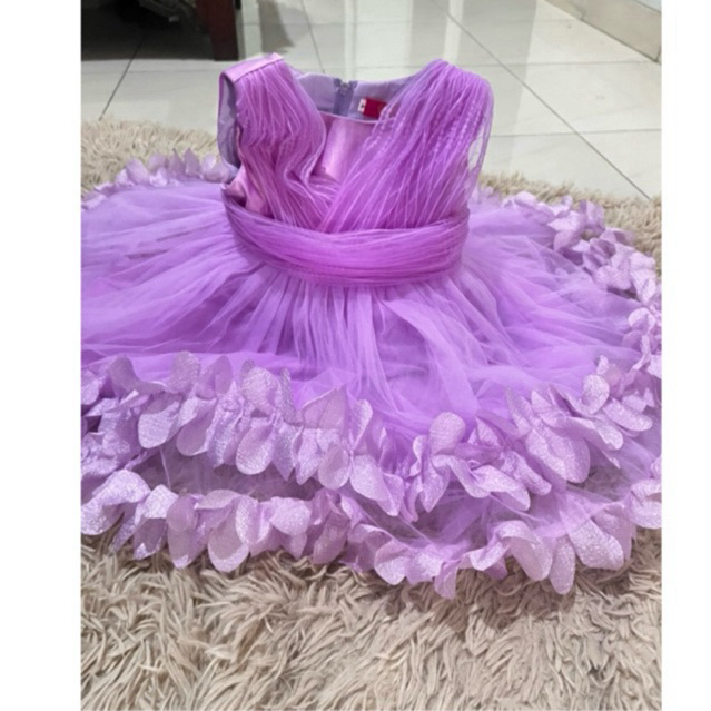 gaun baru pesta anak warna lilac,gaun ulang tahun ,gaun lucu,mekar jaya