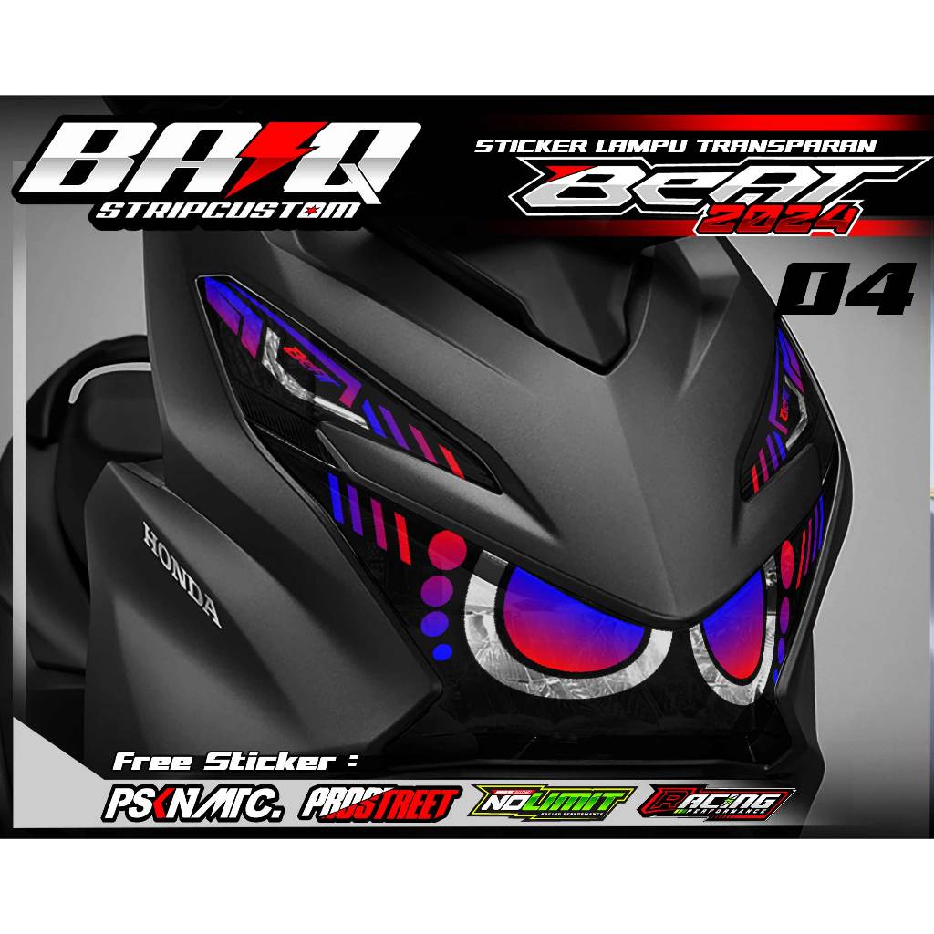 004 STICKER ALIS LAMPU DEPAN BEAT 2024 - STICKER ALIS LAMPU ALIS BEAT 2024 MOTIF LIST SIMPLE