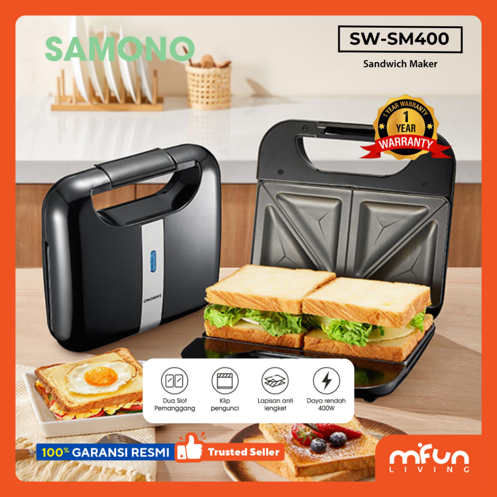 SAMONO Sandwich Maker Low Watt SW-SM400