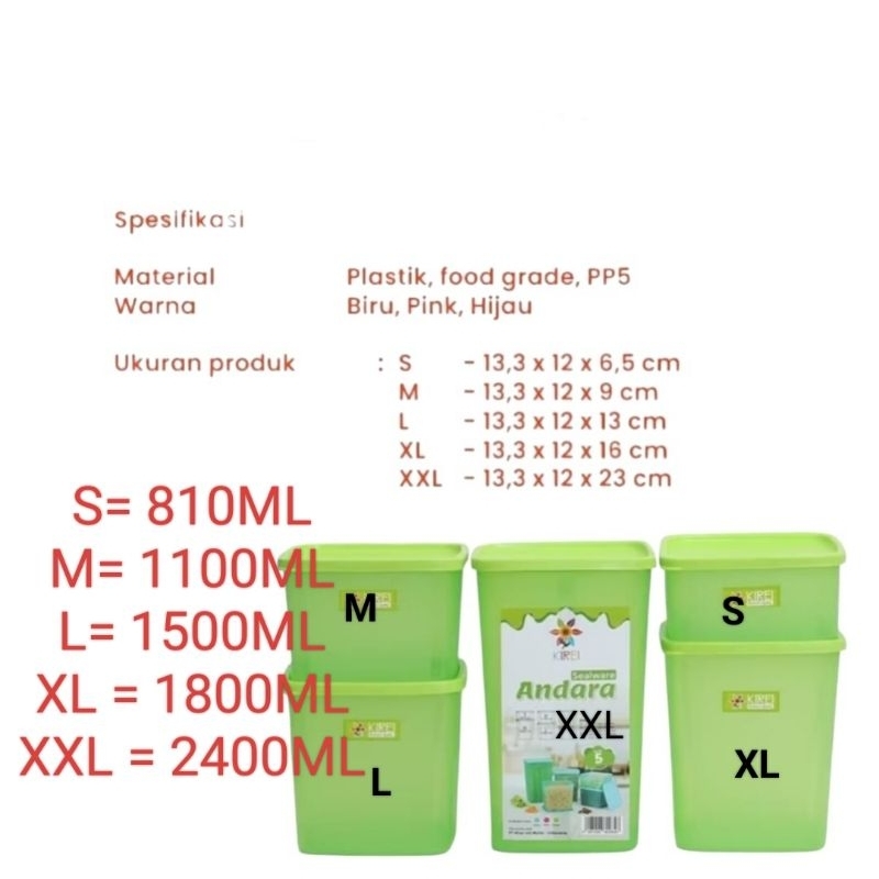 toples sealware andara segi tinggi toples serbaguna toples kotak