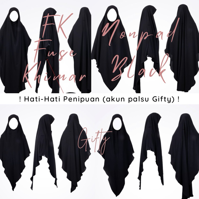 FK Fuse Khimar NonPad Basic Black Aljenna Mazen Jetblack Almahya Anti UV FK Long Prime Mini Basic Lo