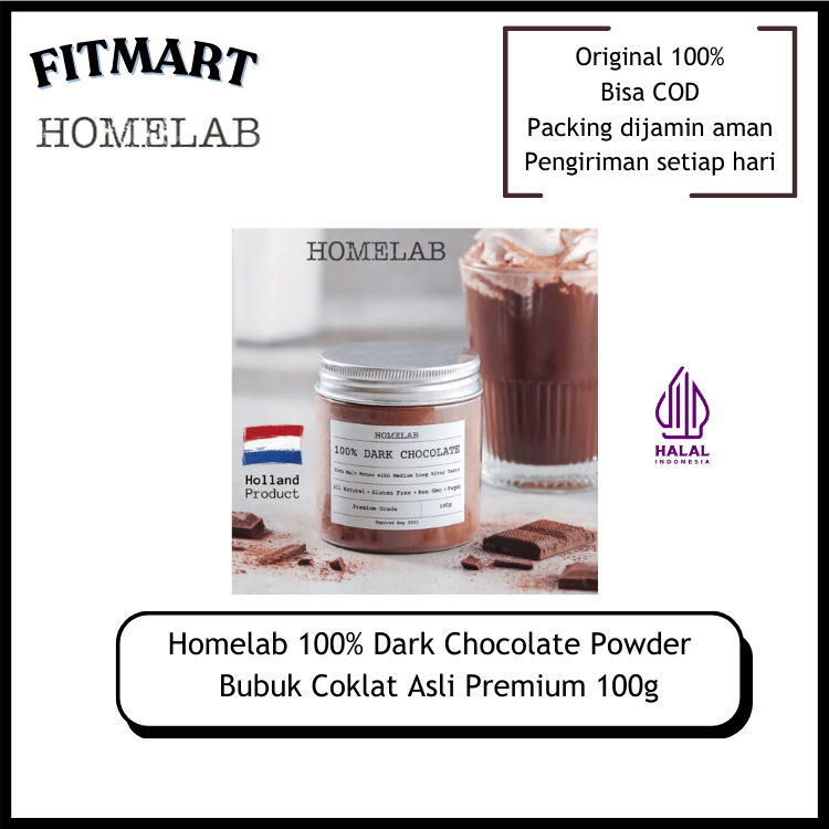 

Homelab 100% Dark Chocolate Powder 50gr & 100gr / Bubuk Coklat Asli Premium