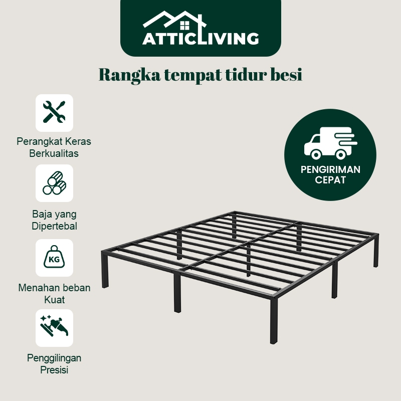 ATTICLIVING  Divan Besi / Dipan / Tempat Tidur Besi/Ranjang Besi Industrial /Gratis Ongkir