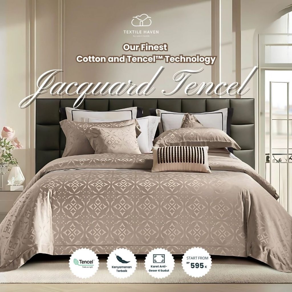 Sprei dan BedCover Jacquard Tencel Serat Bamboo Original 80s | Sprei KingKoil Sutra Emboss tinggi 40