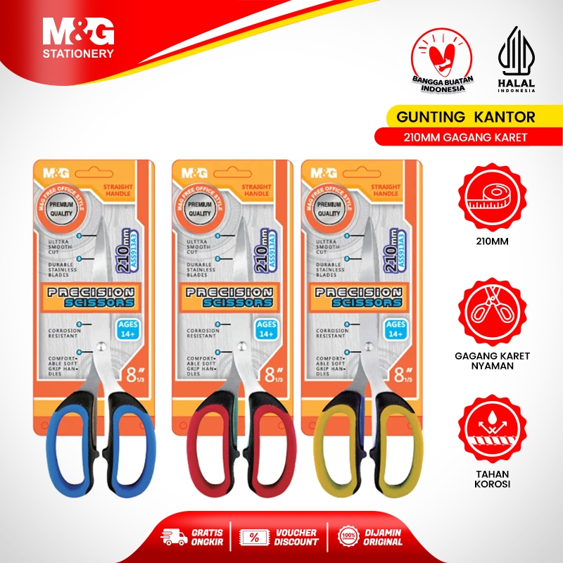 

M&G Gunting Stainless Steel Tajam Serbaguna 210mm Pegangan Karet Nyaman Material Anti Karat Cocok Untuk Semua Material Kertas Kain hasil Presisi